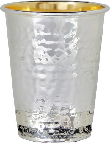 Picture of Elygant  58052T 925 Sterling Silver Coated Kiddush Cup with Hammered Design  5.5 oz &amp; 3 in.