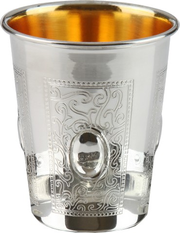 Picture of Elygant  58053T 925 Sterling Silver Coated Kiddush Cup with Eye Frame Design  5.5 oz &amp; 3 in.