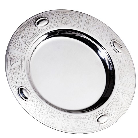 Picture of Elygant  58054C 925 Sterling Silver Coated Kiddush Tray with Eye Frame Design  5 in.
