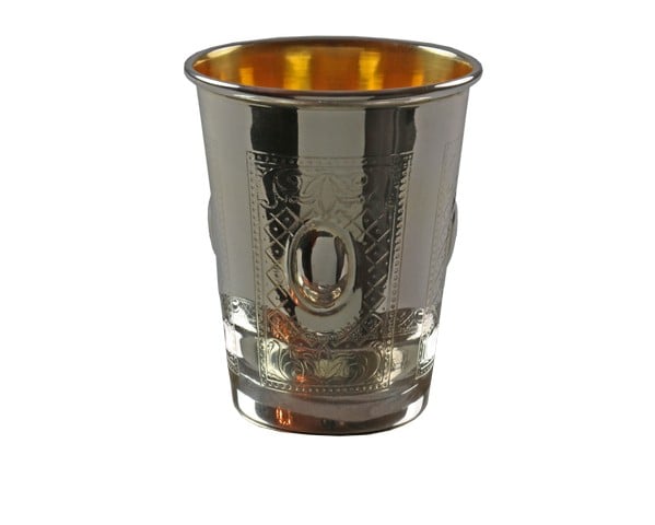 Picture of Elygant  58054T 925 Sterling Silver Coated Kiddush Cup with Eye Frame Design  5.5 oz &amp; 3 in.