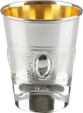 Picture of Elygant  58055T 925 Sterling Silver Coated Kiddush Cup with Eye Belt Design  5.5 oz &amp; 3 in.