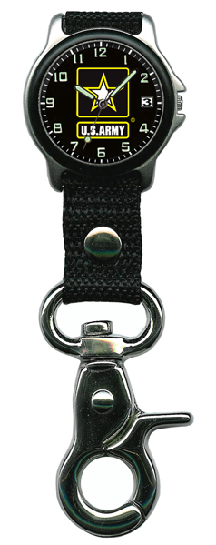 Picture of Frontier 6B-1 Chrome Black Nylon Strap Metal Case Clip Watch with Green Dial