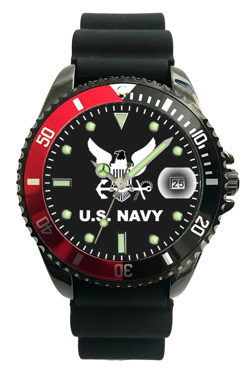 Picture of Frontier 51QC Aquaforce Red & Black Rotating Bezel Silicone Strap Watch with Black Dial