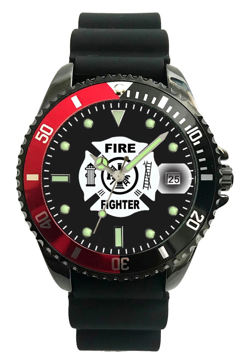 Picture of Frontier 51Y Aquaforce Silicone Strap Red & Black Rotating Bezel Watch with Black Dial