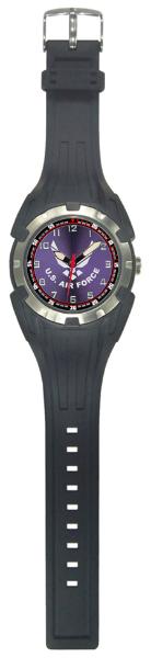 Picture of Frontier 56D Aquaforce Black PU Strap Stainless Steel Bezel Analog Watch with Blue Dial