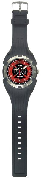 Picture of Frontier 56Y Aquaforce Black PU Strap Stainless Steel Bezel Analog Watch with Red Dial