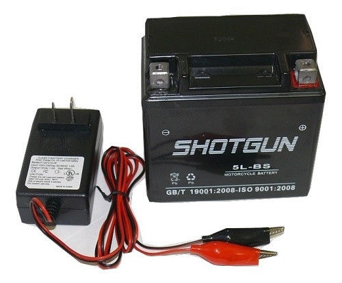 Picture of BatteryJack 5L-BS-ShotgunF120010W3 Shotgun YTX5L - BS Maintenance Free - Sealed AGM Motorcycle Battery Charger Combo