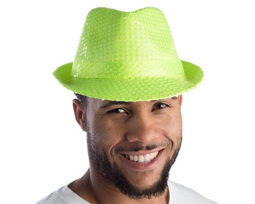 913 Sequined Fedora Hat Green