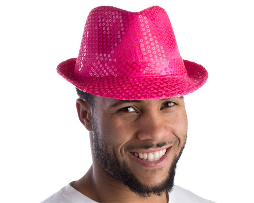 Sequined Fedora Hat- Pink