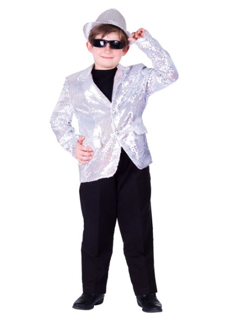 Kids Silver Sequined Blazer, Large - Age 12 to 14