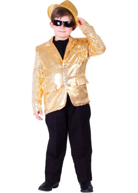 Picture of Dress Up America 739-M Kids Gold Sequined Blazer- Medium - Age 8 to 10