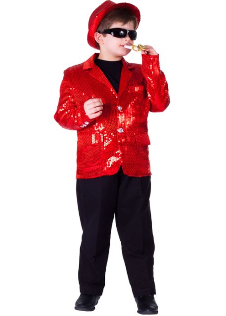 Kids Red Sequined Blazer, Medium - Age 8 to 10
