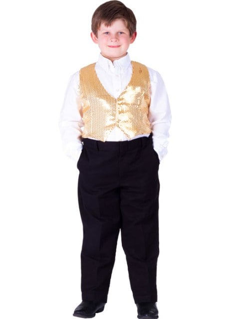 Kids Gold Sequined Vest - Small - Age 4 to 6