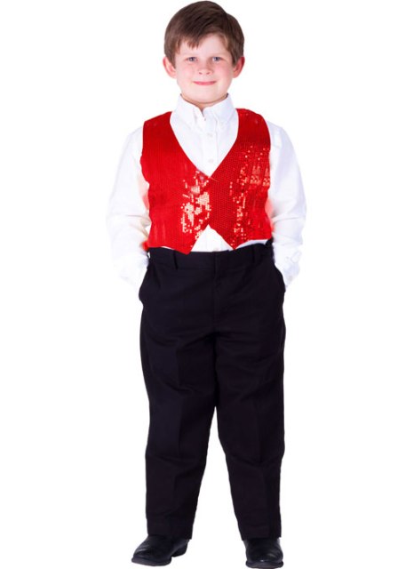 Kids Red Sequined Vest, Medium - Age 8 to 10