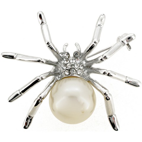 Picture of Fantasyard 1001821 White Pearl Spider Pin