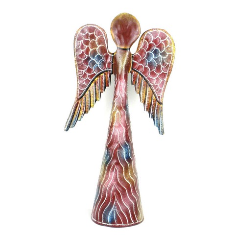 Picture of Croix des Bouquets H Hand Painted Metalwork Angel, 12 in. - Pink