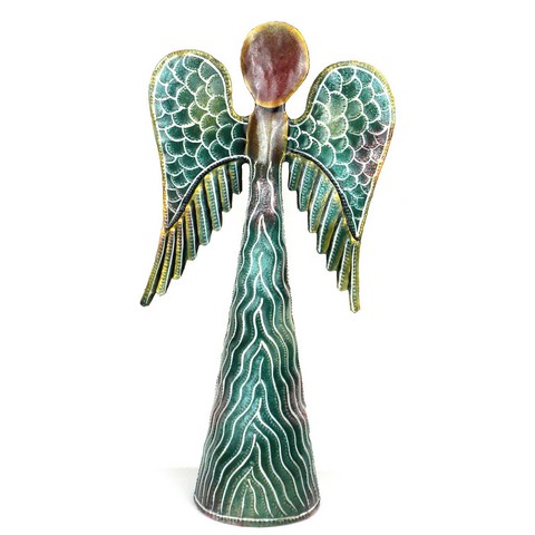 Picture of Croix des Bouquets H Hand Painted Metalwork Angel- 12 in. - Green