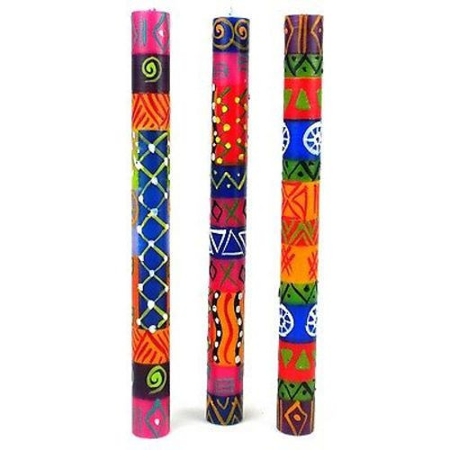 Set of Three Boxed Tall Hand-Painted Candles - Shahida Design