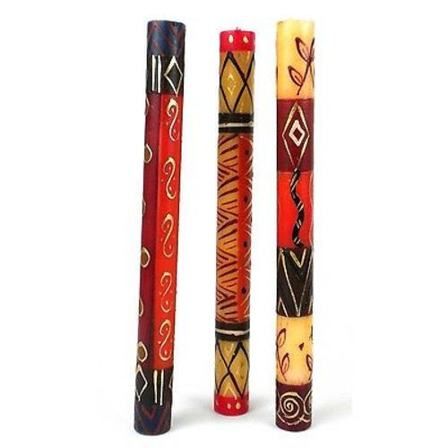 Set of Three Boxed Tall Hand-Painted Candles - Bongazi Design