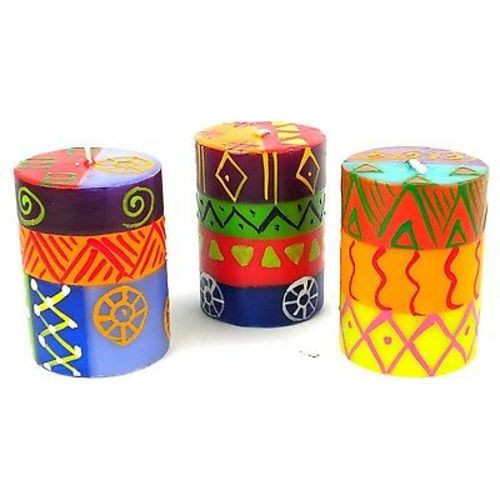 Set of Three Boxed Hand-Painted Candles - Shahida Design