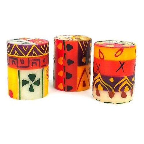 Set of Three Boxed Hand-Painted Candles - Indaeuko Design