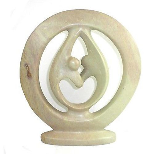 Natural Soapstone Lovers Embrace Sculpture, 8 in.
