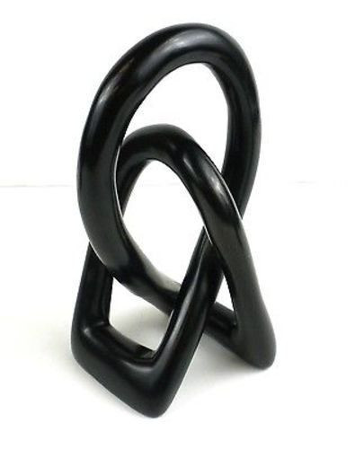 Natural Soapstone Lovers Knot- Black - 6 in.