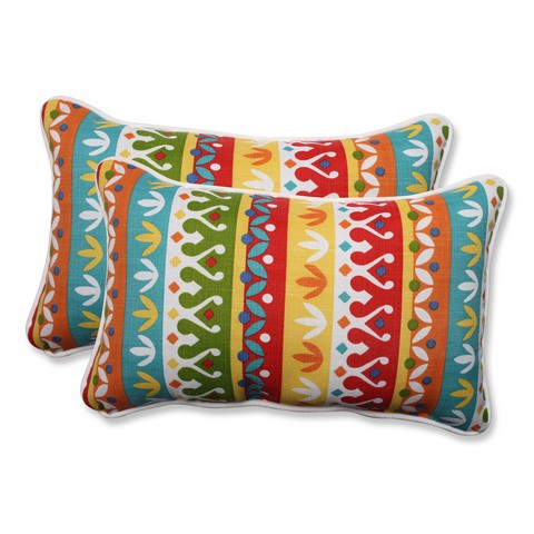 Indoor Outdoor Cotrell Garden Multicolored Rectangular Throw Pillow