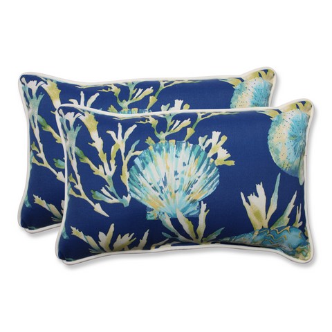 Picture of Pillow Perfect 592831 Indoor-Outdoor Daytrip Pacific Rectangular Throw Pillow&#44; Blue - Set of 2