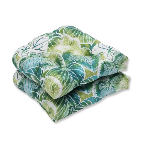 Picture of Pillow Perfect 594484 Indoor-Outdoor Key Cove Lagoon Wicker Seat Cushion&#44; Green - Set of 2