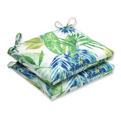 Picture of Pillow Perfect 585949 Indoor-Outdoor Soleil Blue & Green Squared Corners Seat Cushion - Set of 2