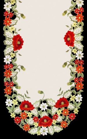 Picture of Sinobrite H0775 Red Poppy Oval Runner- 14 x 28 in.