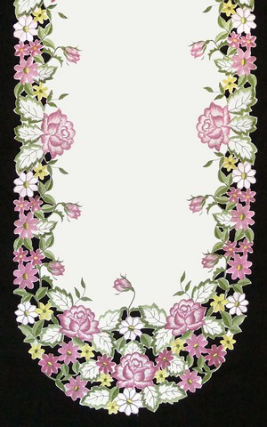 Picture of Sinobrite H0893 Pink Rose & Yellow Daisy Oblong Table Cloth- 52 x 71 in.