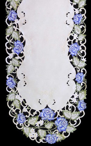 Picture of Sinobrite H7538-B Victorian Rose & Blue Oval Runner- 16 x 72 in.