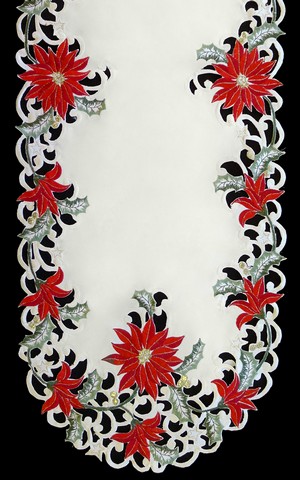 Picture of Sinobrite H7795 Red Poinsettia Oblong Table Cloth- 69 x 104 in.