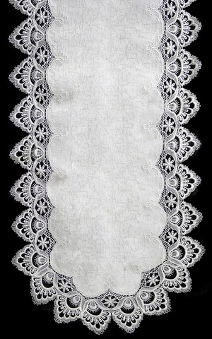 Picture of Sinobrite H8139-F1 White Lace Oval Placemat- 12 x 18 in.