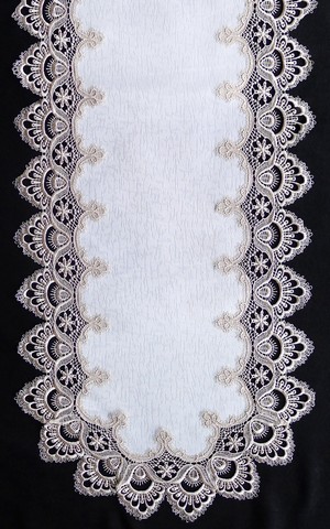 Picture of Sinobrite H8139-F2 Gold Lace Oval Runner- 14 x 28 in.