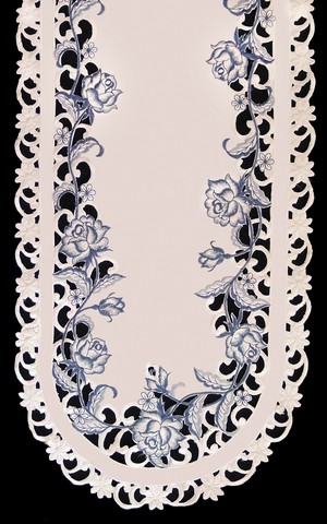 Picture of Sinobrite H8459-B Delft Blue & Rose Oval Runner- 16 x 45 in.