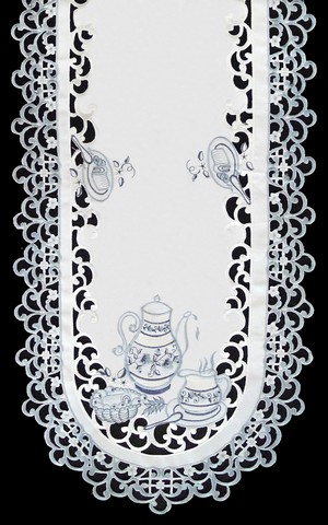 Picture of Sinobrite H8513 Delft Blue Tea Oval Placemat- 12 x 18 in.