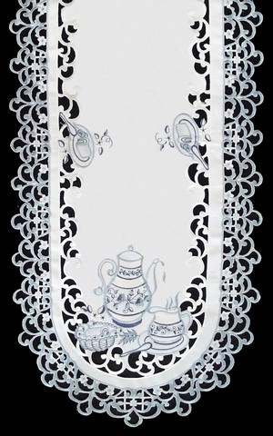 Picture of Sinobrite H8513 Delft Blue Tea Oblong Table Cloth- 68 x 126 in.