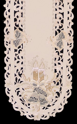 Picture of Sinobrite H8675-E Candles & Bells Cream Oval Placemat- 12 x 18 in.