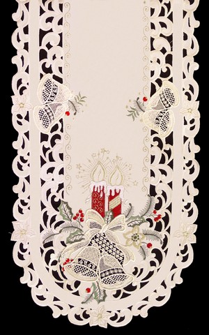 Picture of Sinobrite H8675-R Candles & Bells Red Round Doily- 8 in.