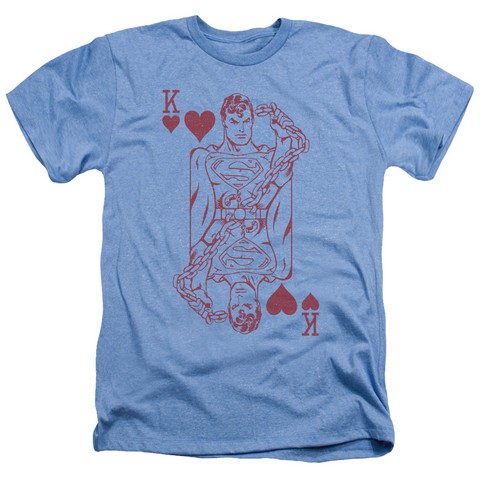 Dc-Super Card - Adult Heather Tee - Light Blue- 2X