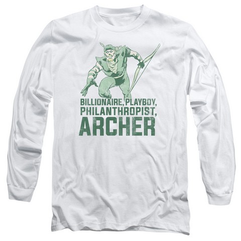 Dc-Archer - Long Sleeve Adult 18-1 Tee - White- Small