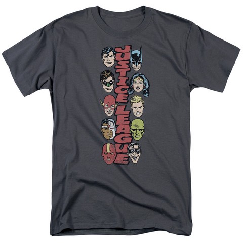 Dc-Stacked Justice - Short Sleeve Adult 18-1 Tee - Charcoal- 2X
