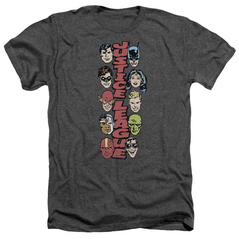 Dc-Stacked Justice - Adult Heather Tee - Charcoal- Medium