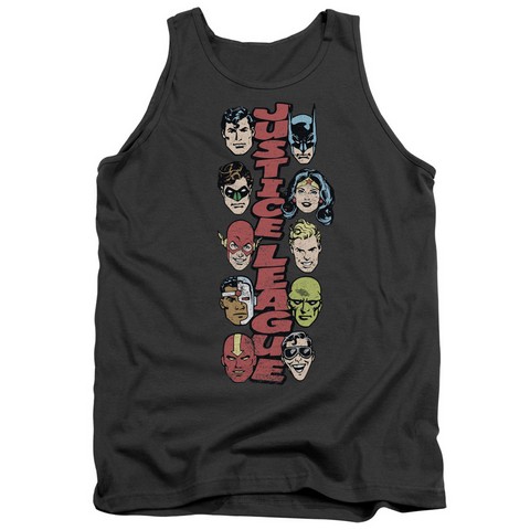 Dc-Stacked Justice - Adult Tank Top - Charcoal- Large