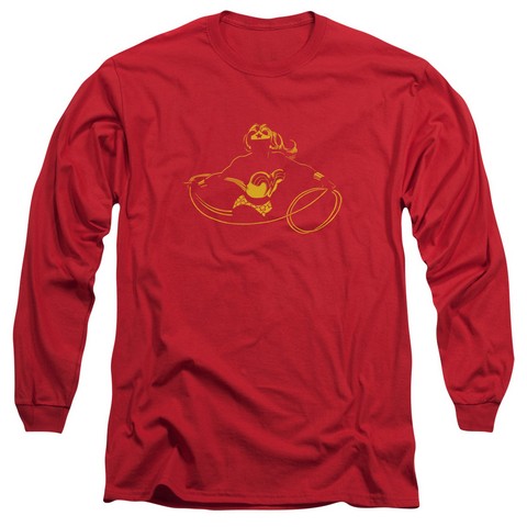 Dc-Wonder Min - Long Sleeve Adult 18-1 Tee - Red- 2X