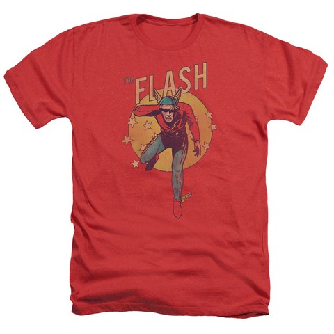 Dc-Circle & Stars - Adult Heather Tee - Red- Extra Large