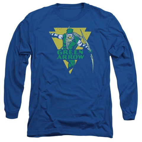Dc-Distressed Arrow - Long Sleeve Adult 18-1 Tee - Royal Blue- Extra Large